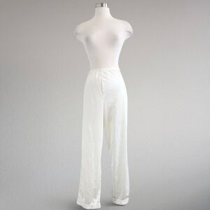 Vanity Fair Ivory White Pajama Pants Lace High Waisted Coquette Lingerie M
